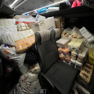 Van loaded with supplies for Ukrainians